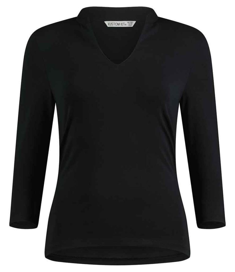 Ladies 3/4 Sleeve Mandarin Collar Top